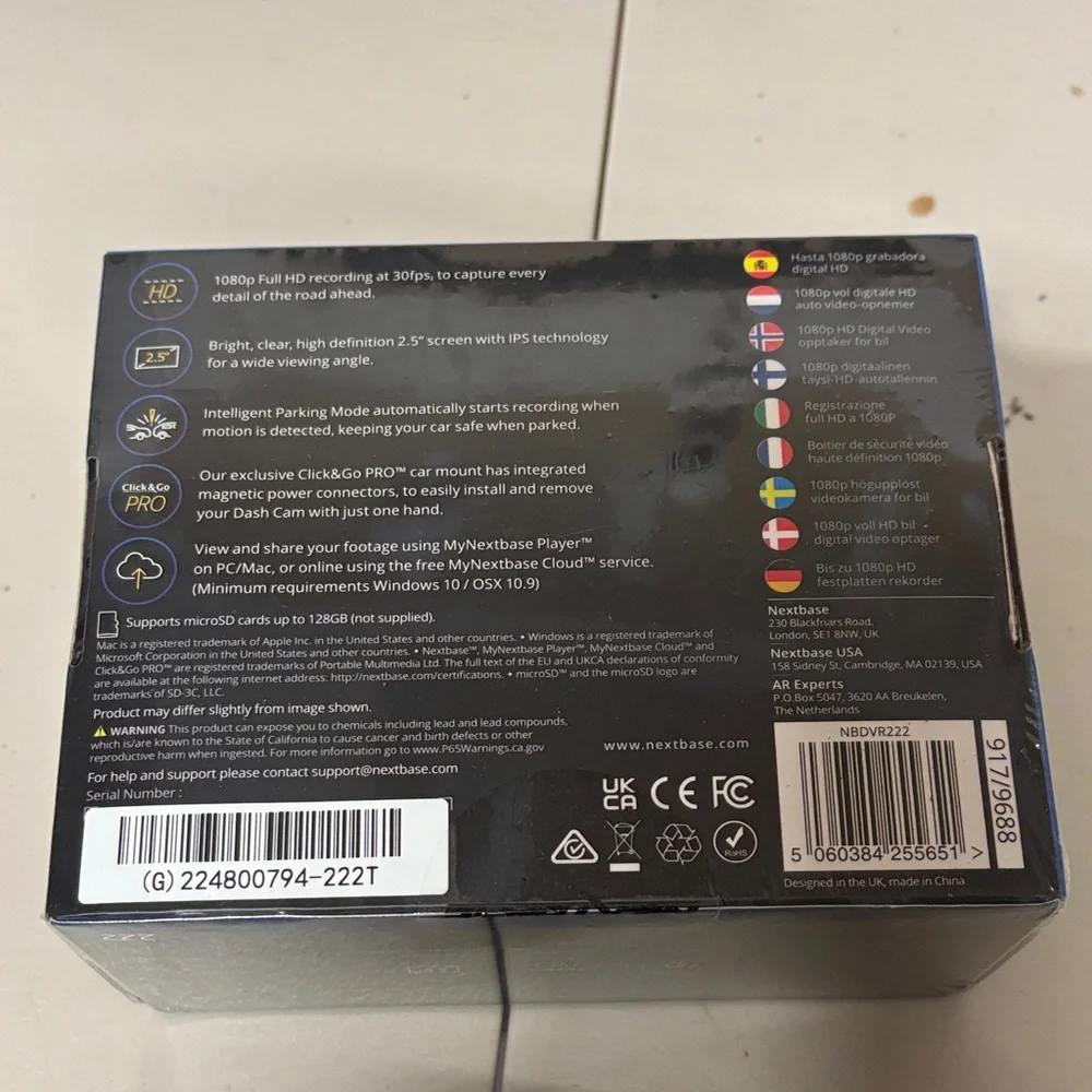 Nextbase Dash Cams 222 1080P Video Recording 2.5